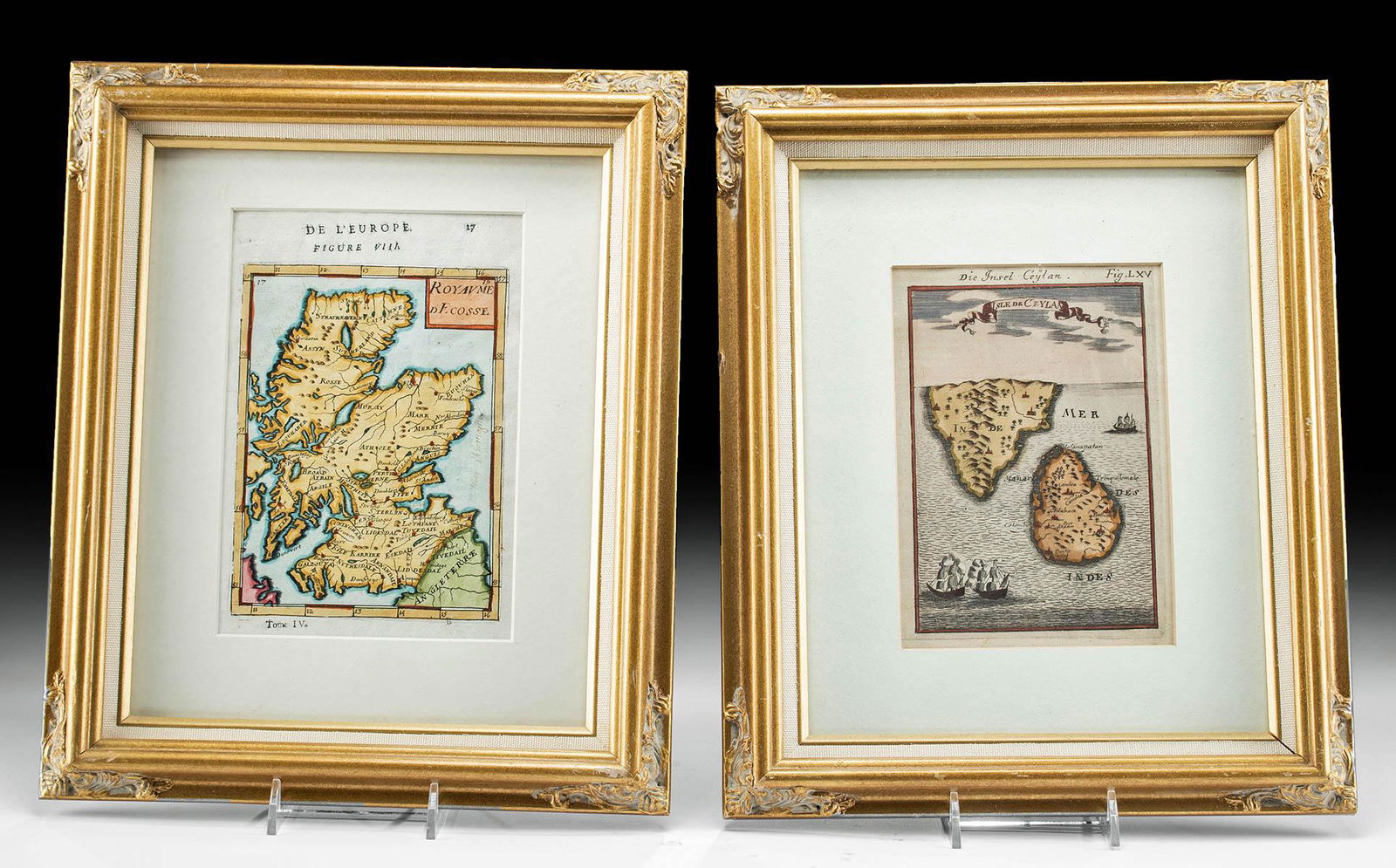 2 Framed Alain Manesson Maps - Scotland & Ceylon, 1683 (1 of 5)