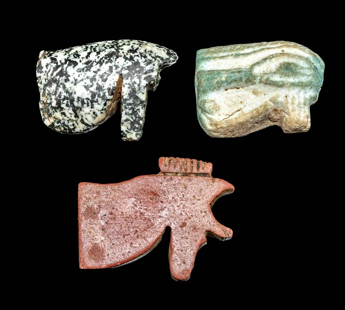 3 Egyptian Stone & Faience Wadjet Amulets (1 of 2)