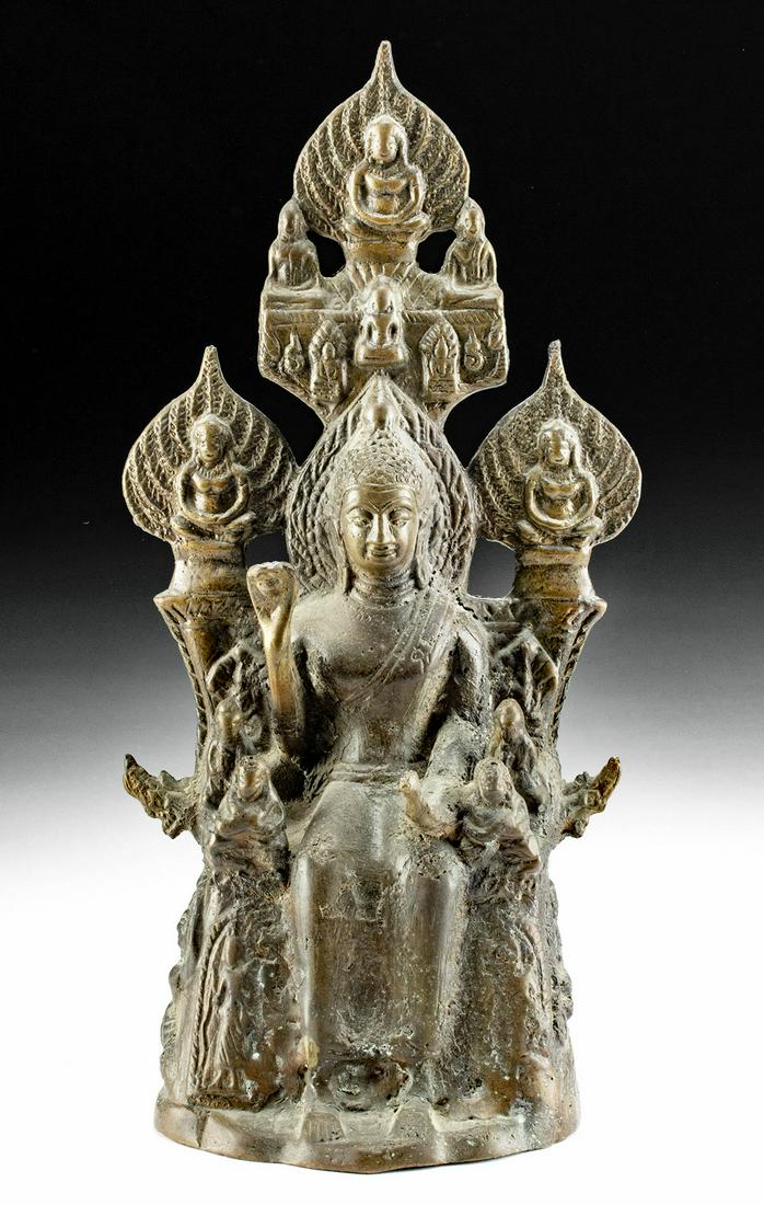 19th C. Thai Brass Buddha Enthroned, ex-Museum (1 of 4)