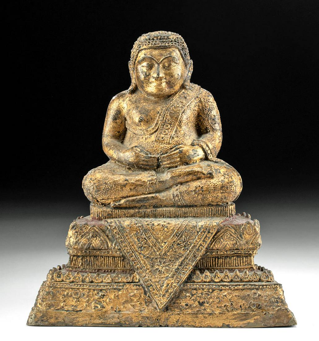 19th C. Thai Gilt Brass Sankachai Buddha, ex-Museum (1 of 3)