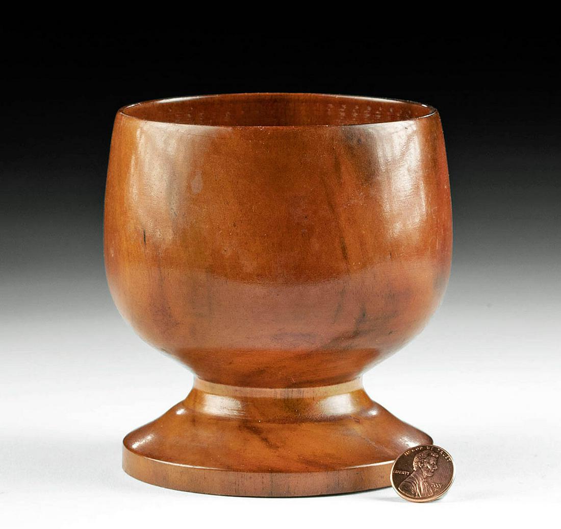 Early 20th C. Hawaiian Wood Goblet: **First Time At Auction** North Pacific, Hawaiian Islands, ca. early to mid-20th century CE. A beautiful example of a lathe-turned wooden goblet or calabash - a serving bowl named for the gourd that i