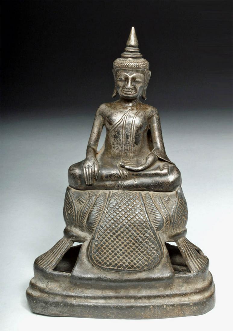 19th C. Thai Silvered Bronze Buddha Votive (1 of 7)