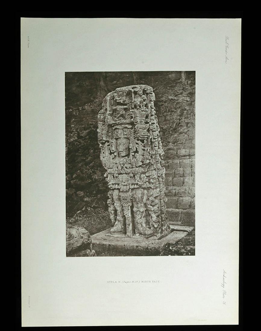 Rare Alfred Maudslay 1890 Photogravure Maya Stela "N" (1 of 8)