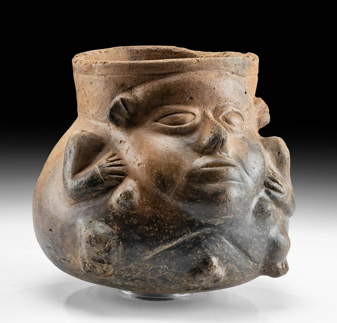 Calima Ilama Redware Jar w/ Human Dwarf Figure (1 of 4)