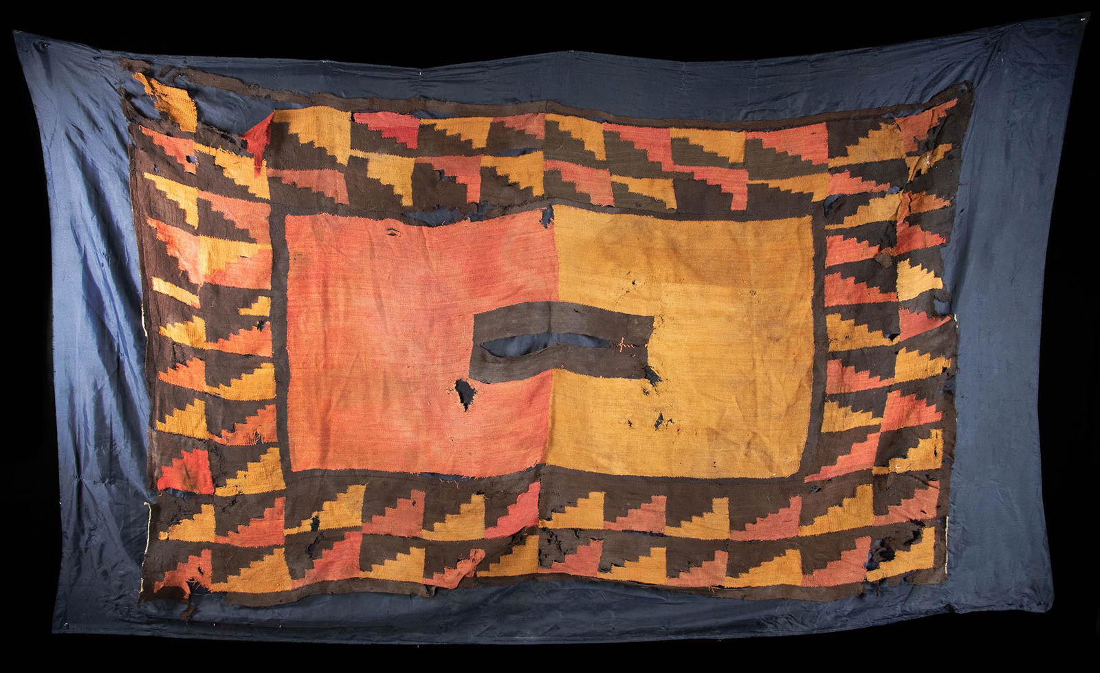 Large Nazca Wool Textile Poncho w/ Stepped Pattern (1 of 3)