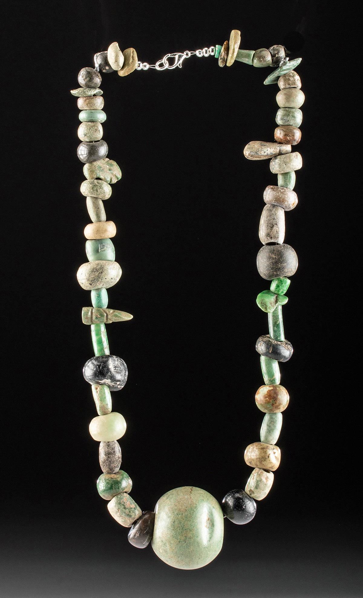 Guerrero Mezcala Stone Necklace w/ Maya Green Beads (1 of 4)