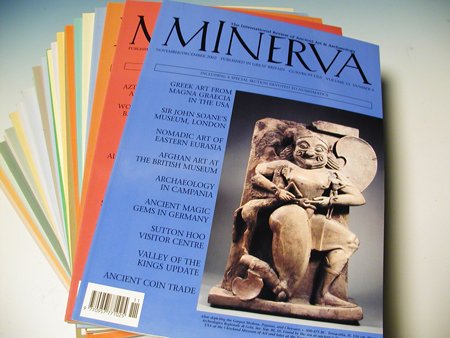 A Lot of 30 Minerva Magazines 1998 - 2002: Fantastic reference material! Pre-eminent antiquities periodical published by Jerry Eisenberg, owner of Royal Athena Gallery. 5 years, 6 issues per year, 30 in total. no reserve