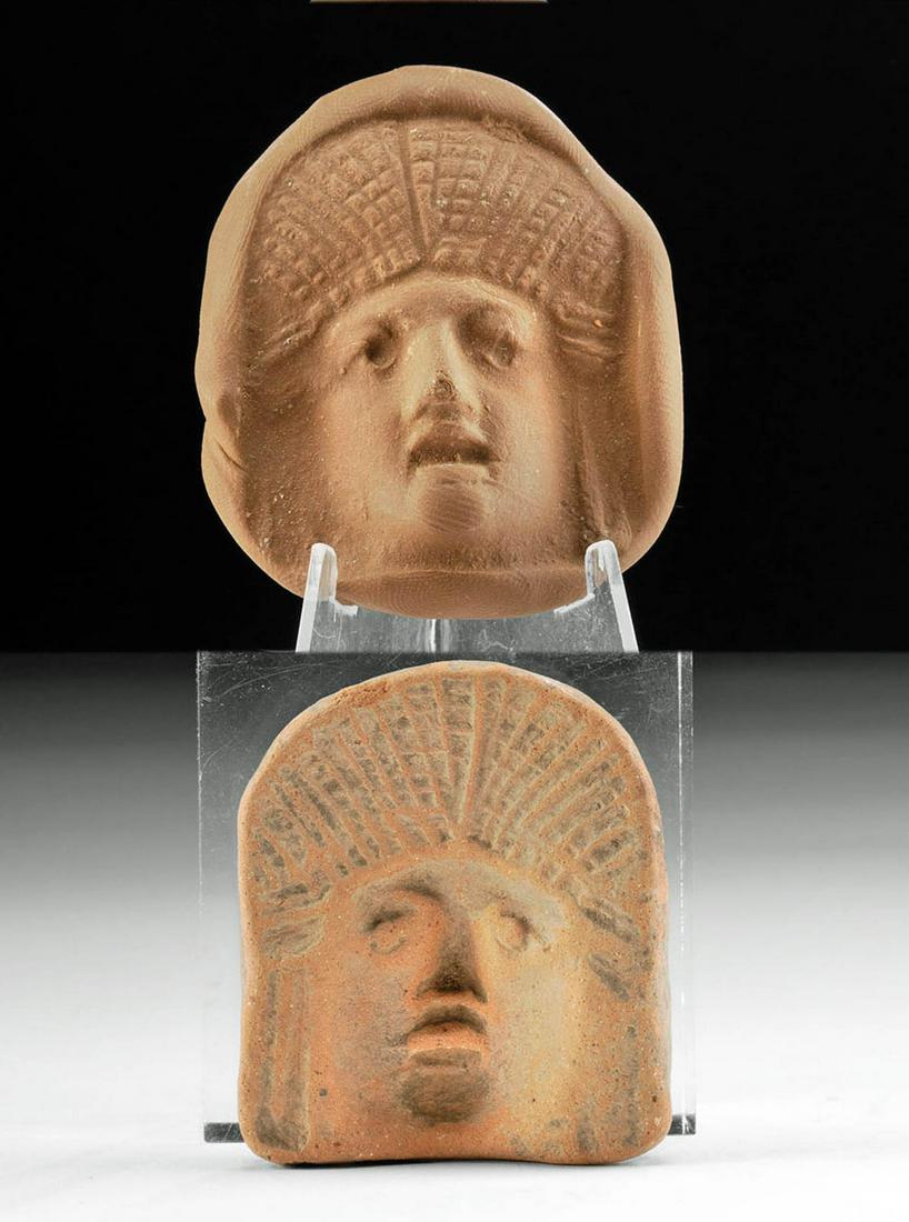 Greek Terracotta Actor Mask Mold w/ Impression (1 of 3)