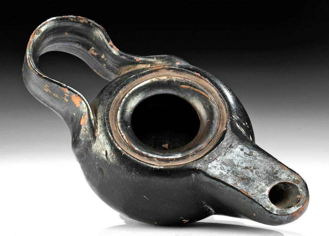 Fine Greek Attic Blackware Oil Lamp