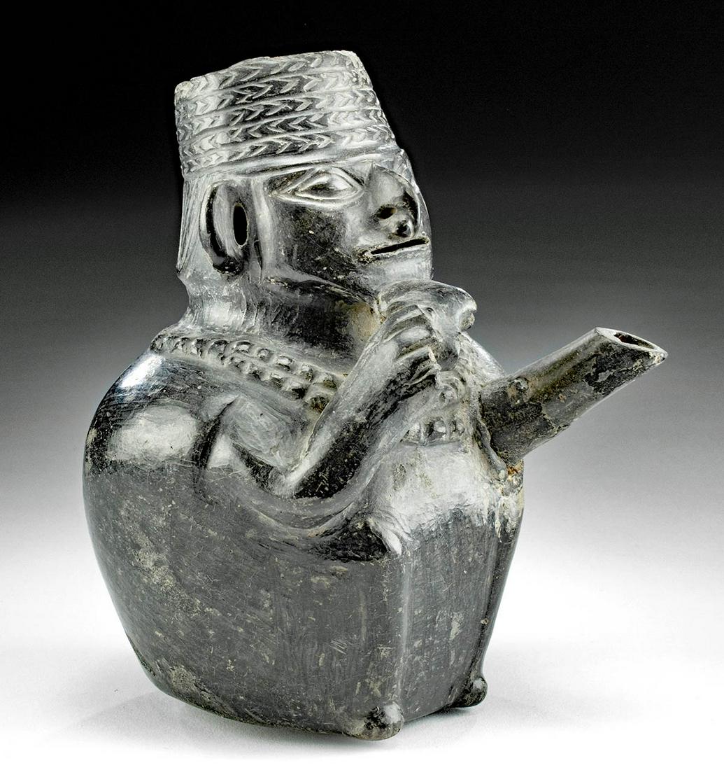 Chimu Blackware Figural Vessel - Man w/ Tweezers (1 of 4)