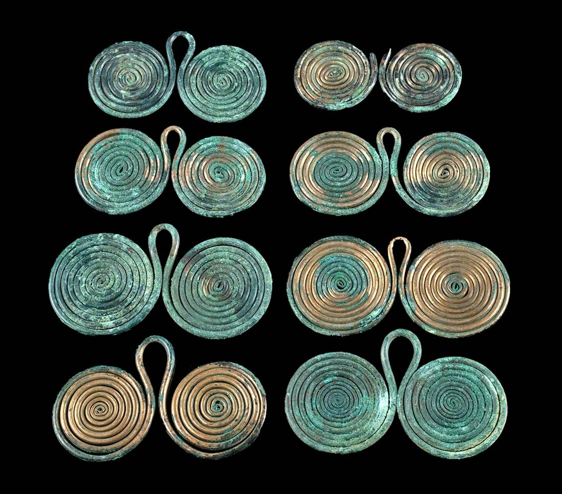 Greek Thracian Bronze Spectacle Fibulae (lot of 8) (1 of 2)