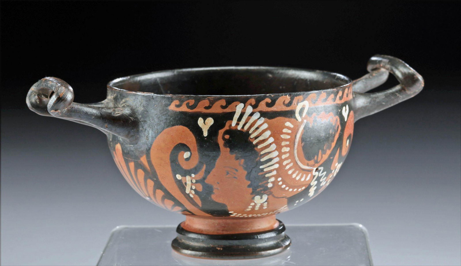 Greek Apulian Polychrome Skyphos w/ Lady of Fashion (1 of 5)