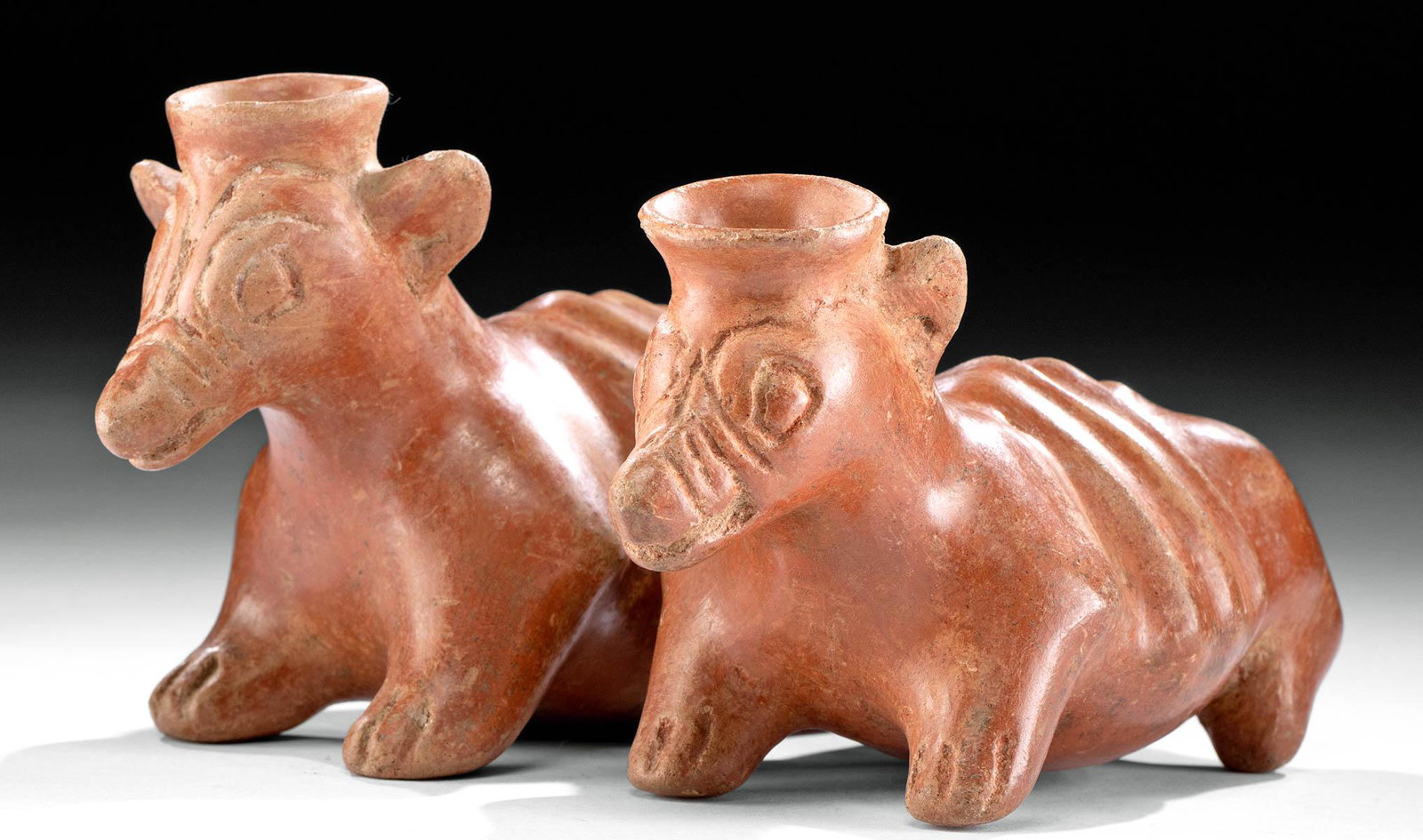 Rare Colima Redware Vessel - Conjoined Dogs (1 of 5)