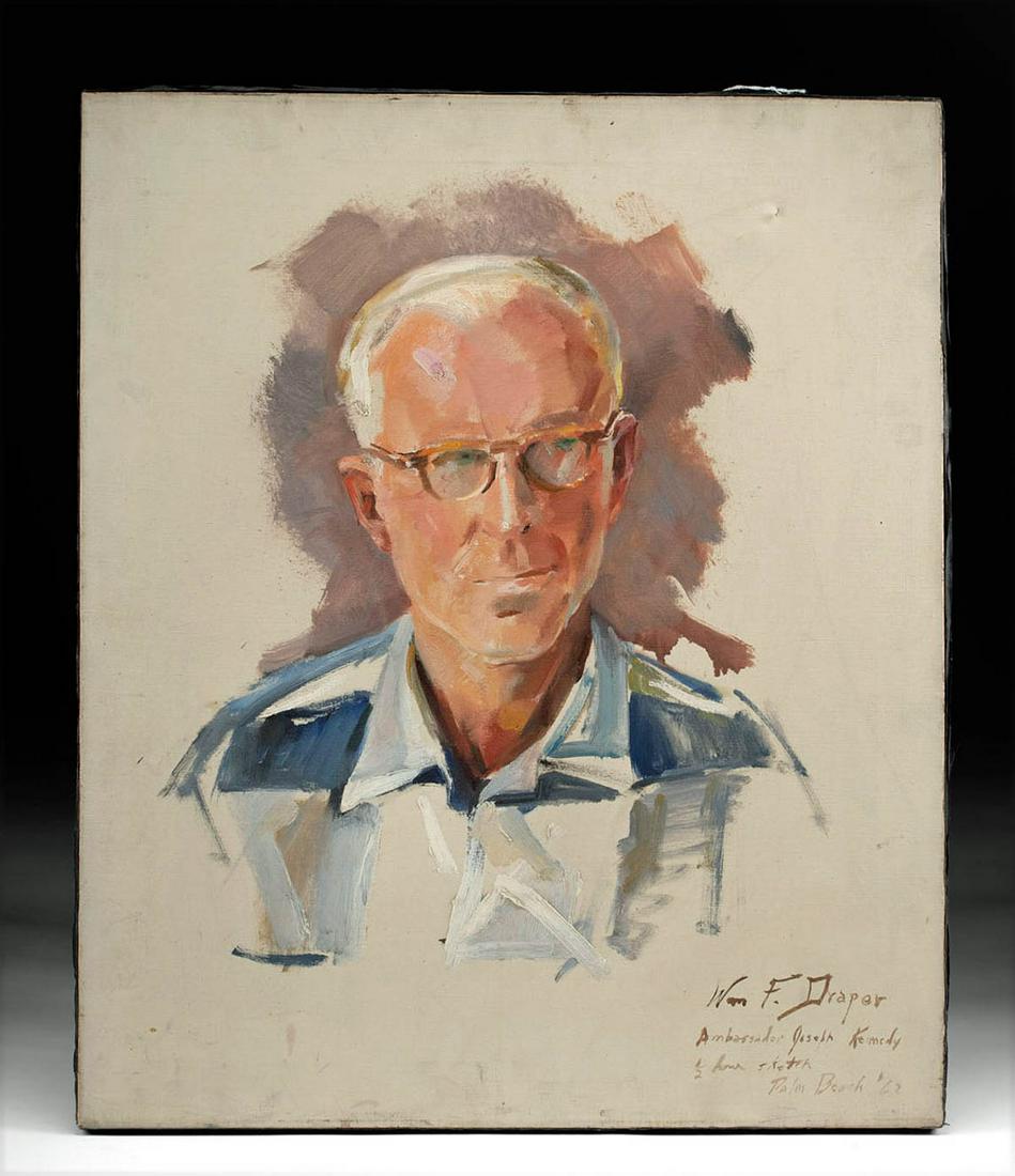 Signed William Draper Portrait of Joseph Kennedy (1962) (1 of 4)