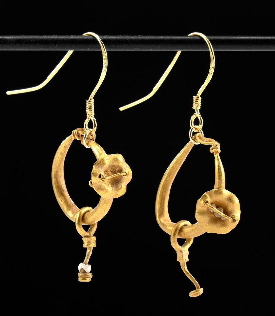 Fine Ancient Roman Gold Earrings (pr) (1 of 2)