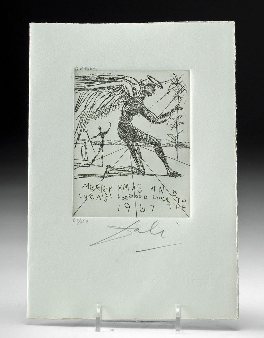 Pencil Signed Salvador Dali Christmas Card, 1967 (1 of 3)