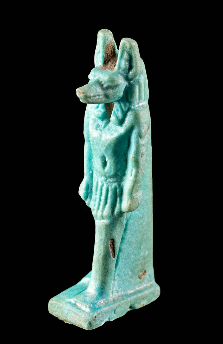 Egyptian Faience Anubis Amulet w/ Blue Glaze (1 of 3)