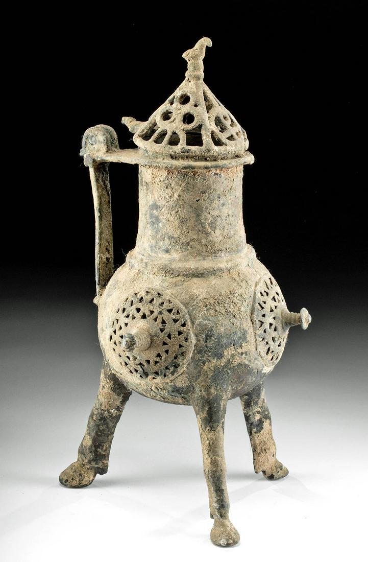 11th C. Egyptian Coptic Bronze Lidded Incense Burner (1 of 6)
