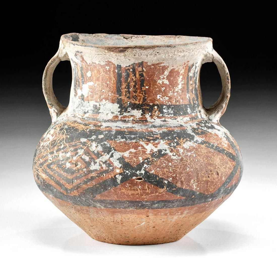 Chinese Neolithic Redware Jar w/ Black Painted Design (1 of 4)