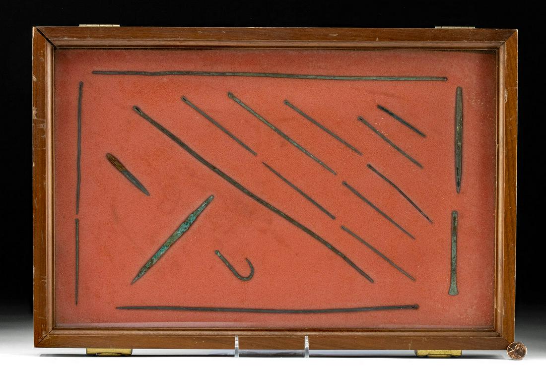 19 Inca & Moche Copper Tools, Needles, & Fishing Hook (1 of 3)