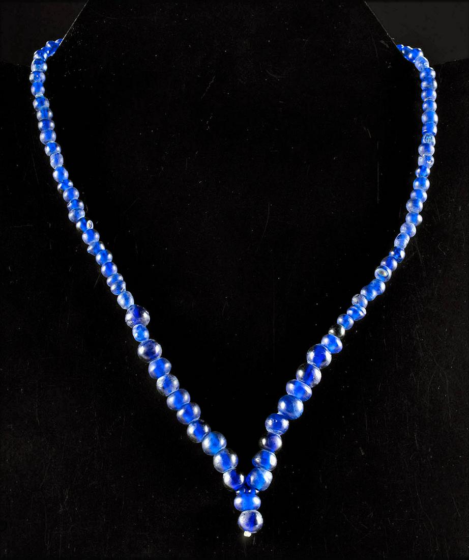 Beautiful Roman Glass Bead Necklace w/ Cobalt Hues (1 of 3)