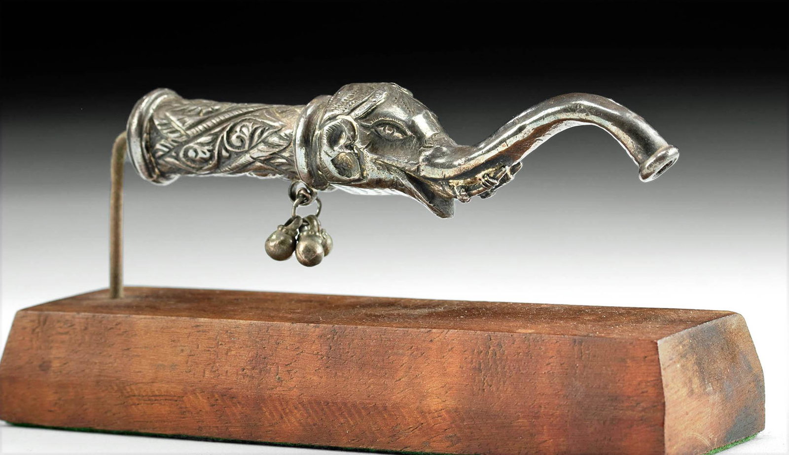 18th C. Indian Silver Elephant Head Finial (1 of 3)
