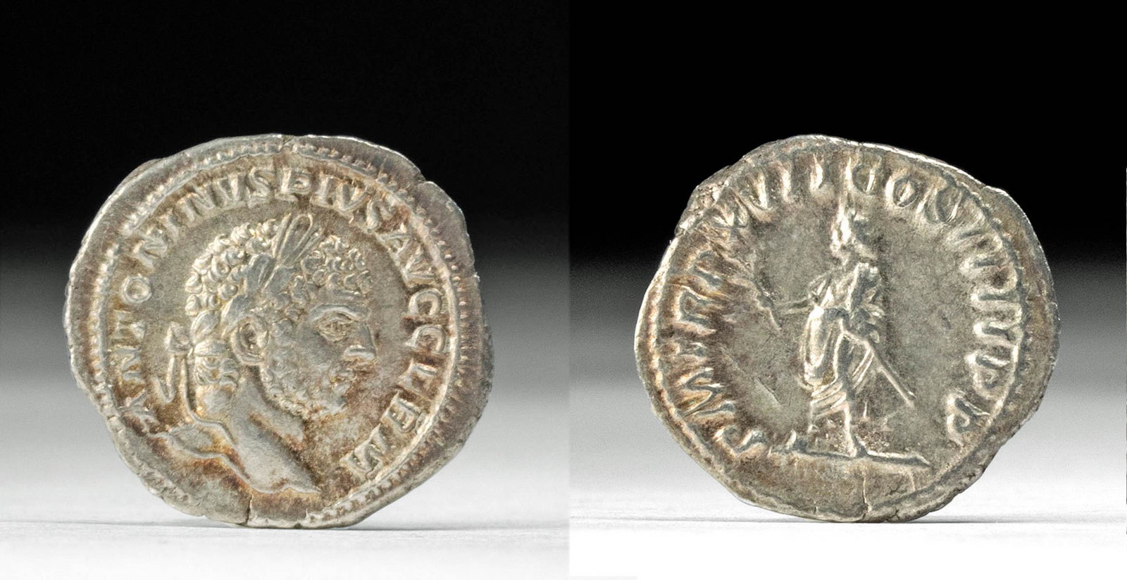 Roman Imperial Silver Denarius Coin of Caracalla (1 of 3)