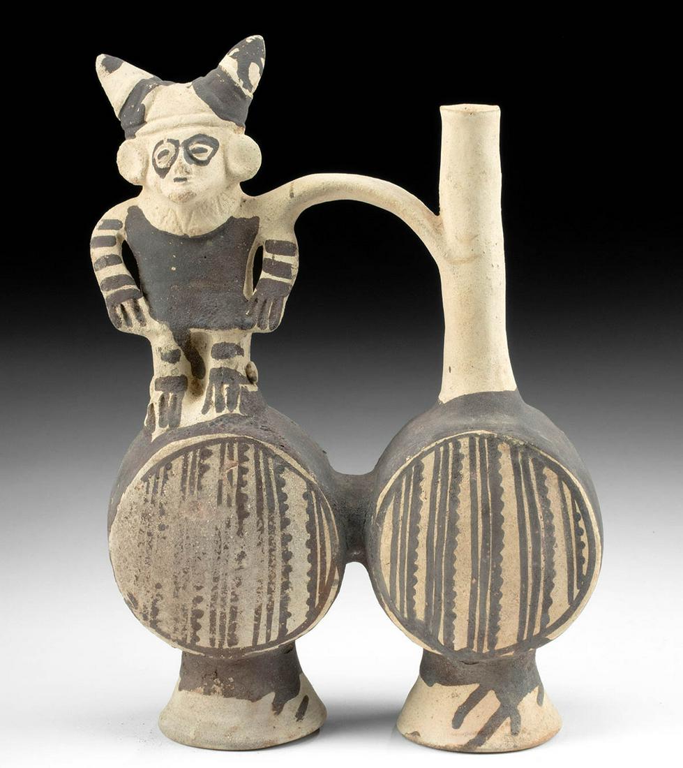Chancay Pottery Double Chamber Vessel w/ Figure (1 of 4)