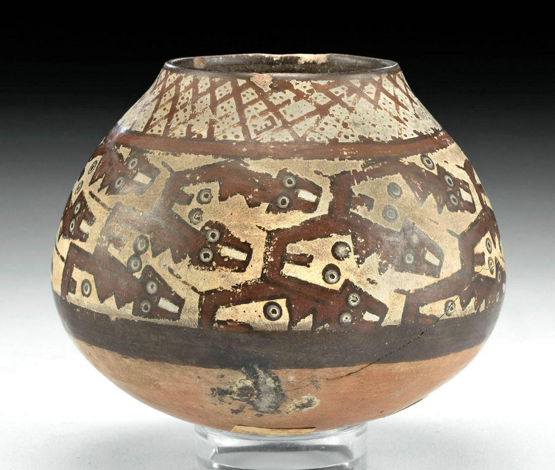 Nazca Polychrome Jar w/ Saurians & Linear Motifs (1 of 4)