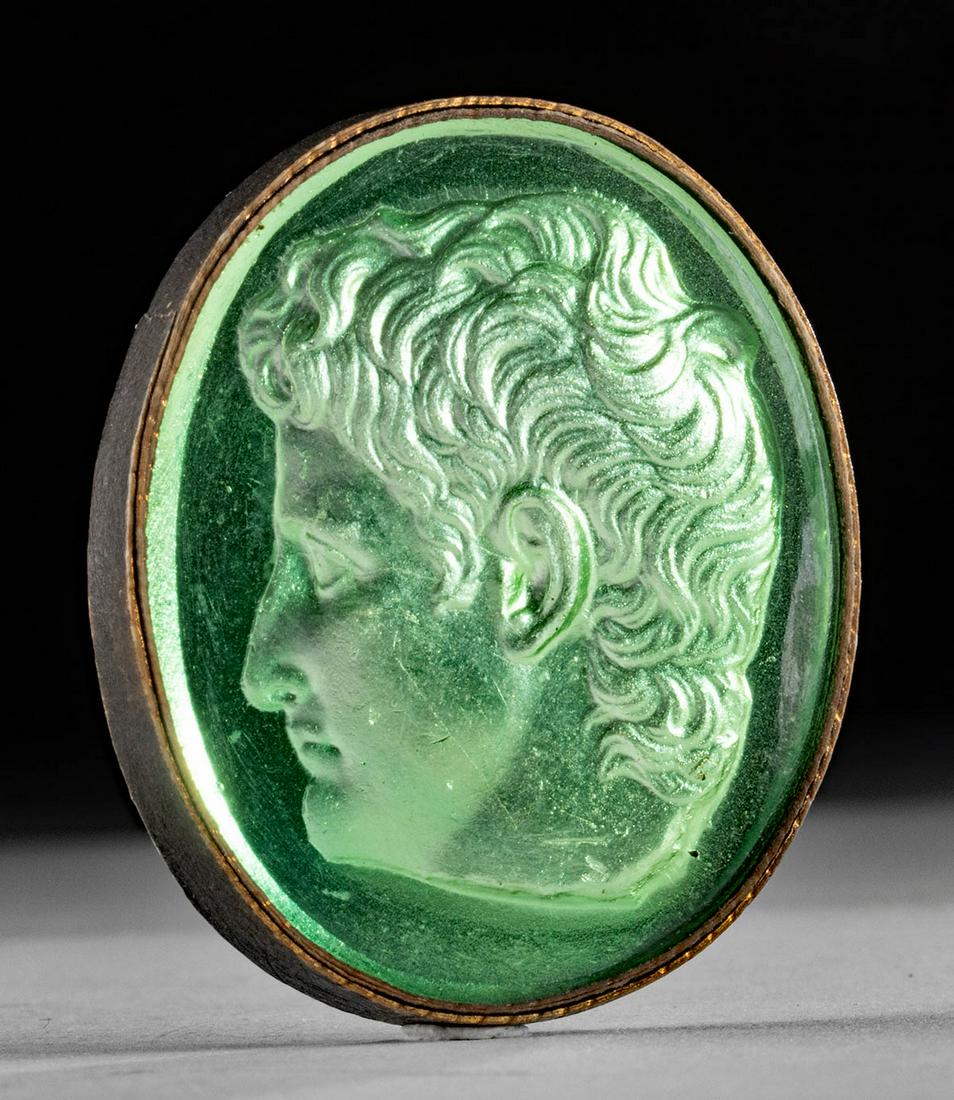18th C. Neoclassical Glass Intaglio - Male Profile Bust (1 of 4)