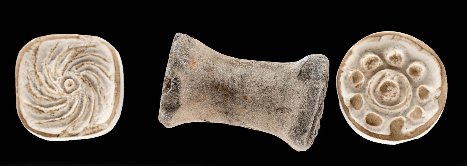 Bactrian Pottery Stamp Seal w/ Two Designs (1 of 4)