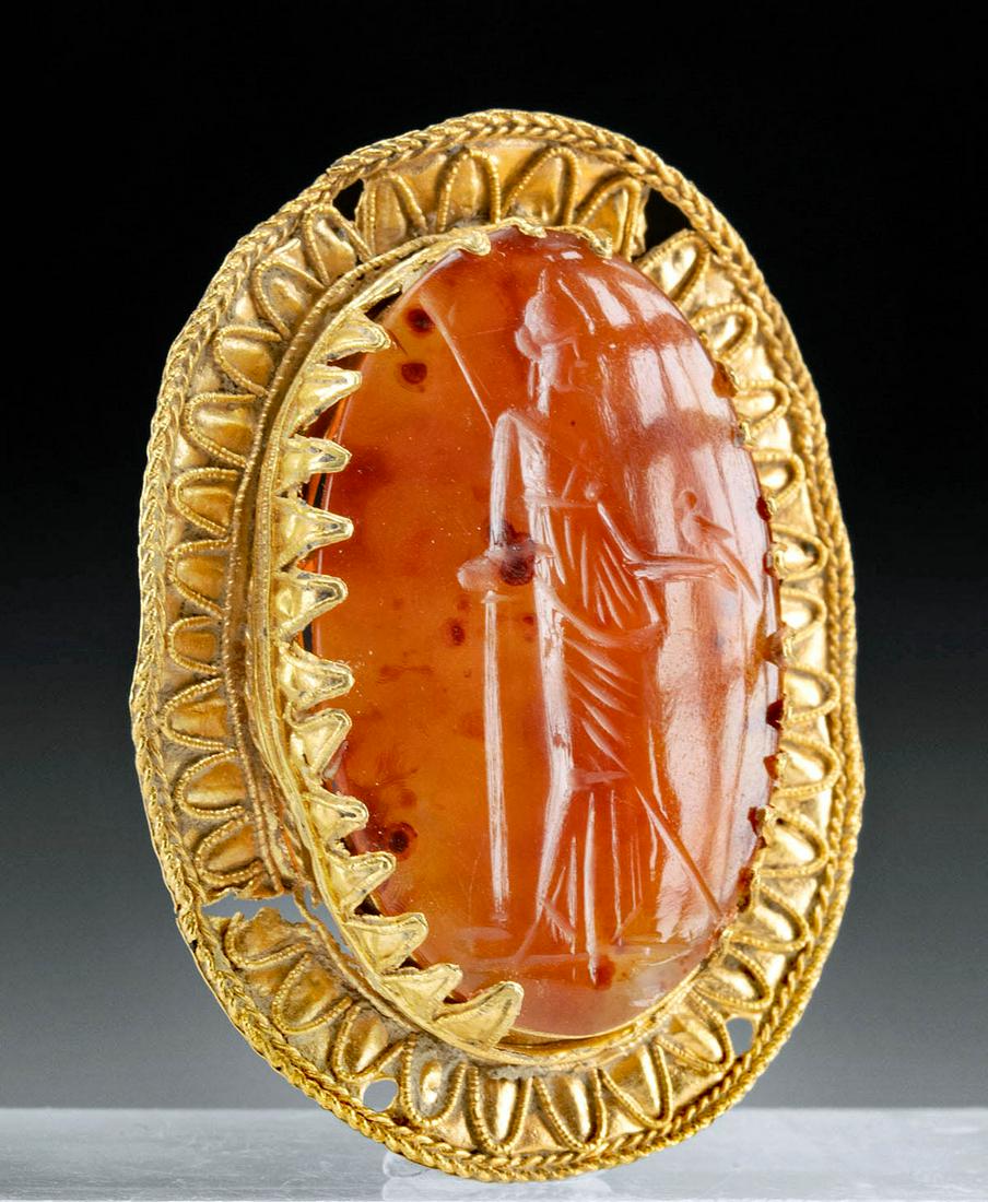 Greek Gold Brooch w/ Neoclassical Carnelian Intaglio (1 of 3)