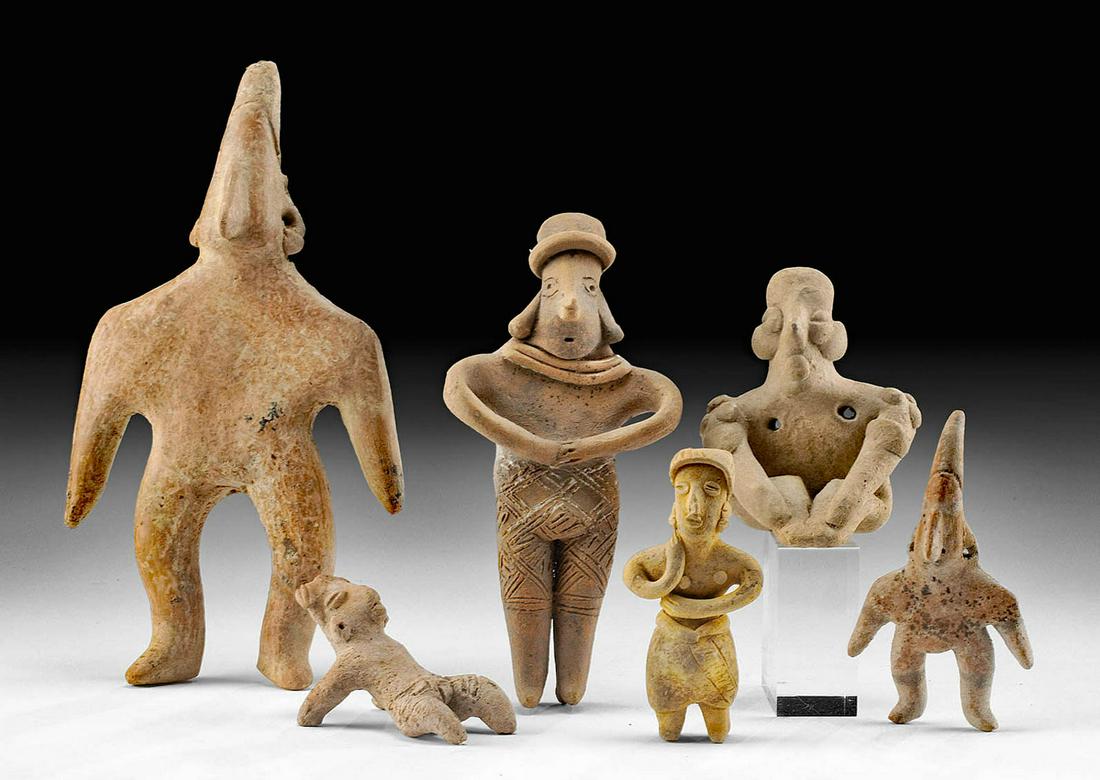 5 Colima Pottery Figures & 1 Jalisco Pottery Figure (1 of 2)