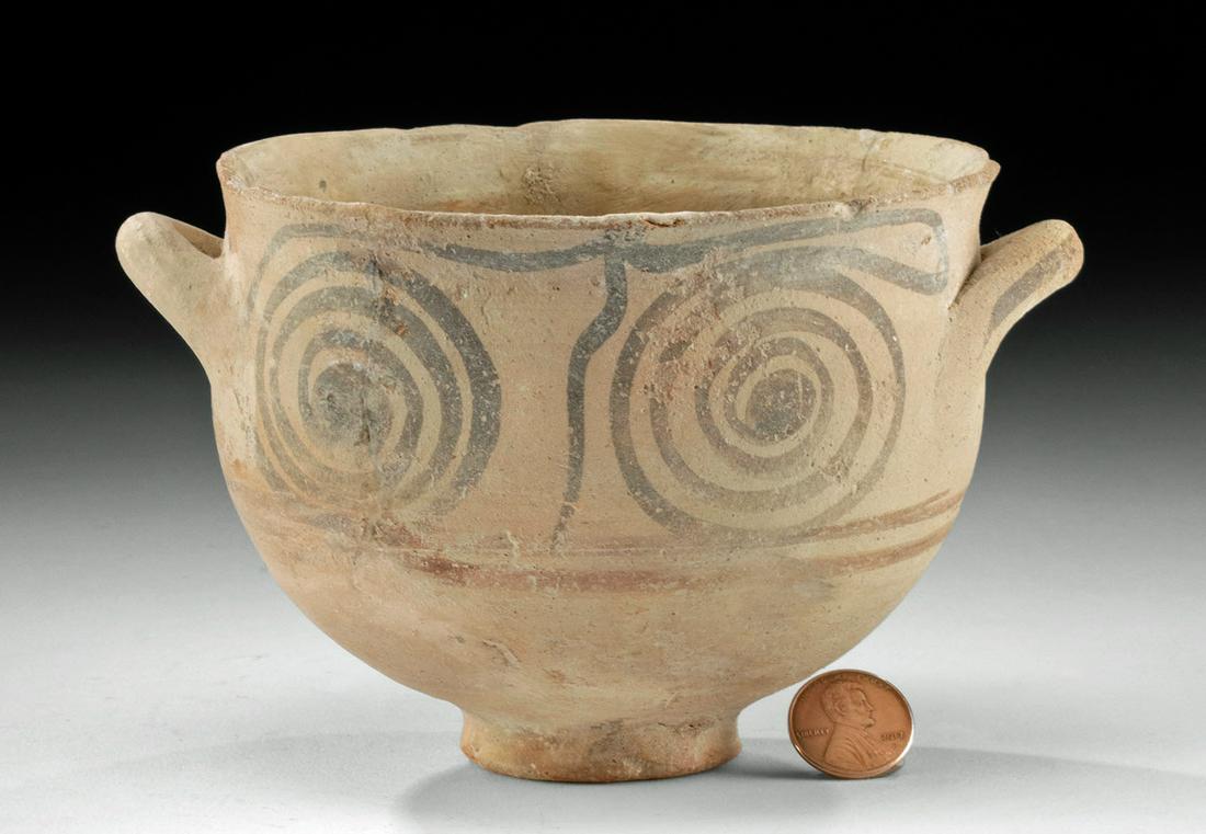 Greek Mycenaean Pottery Skyphos w/ Spiral Motifs (1 of 4)