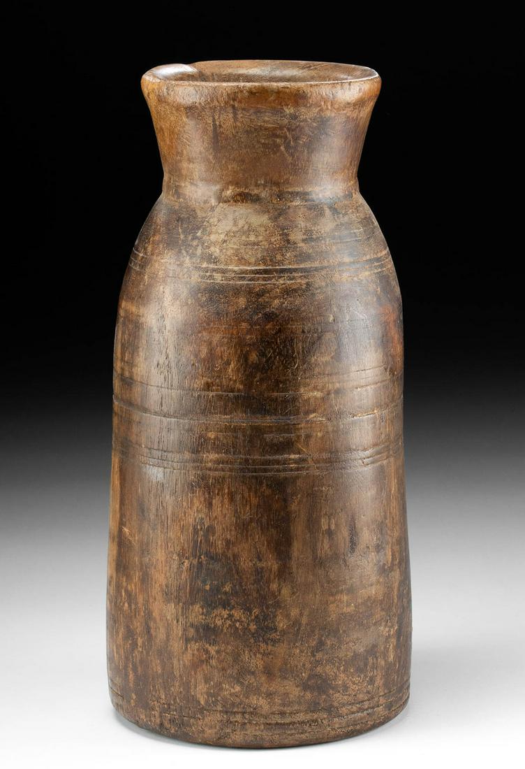 Rare / Tall 19th C. Hawaiian Wood Storage Jar (1 of 4)