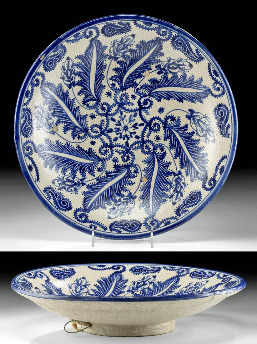 19th C. Moroccan Pottery Dish Blue & White, ex-Museum (1 of 6)