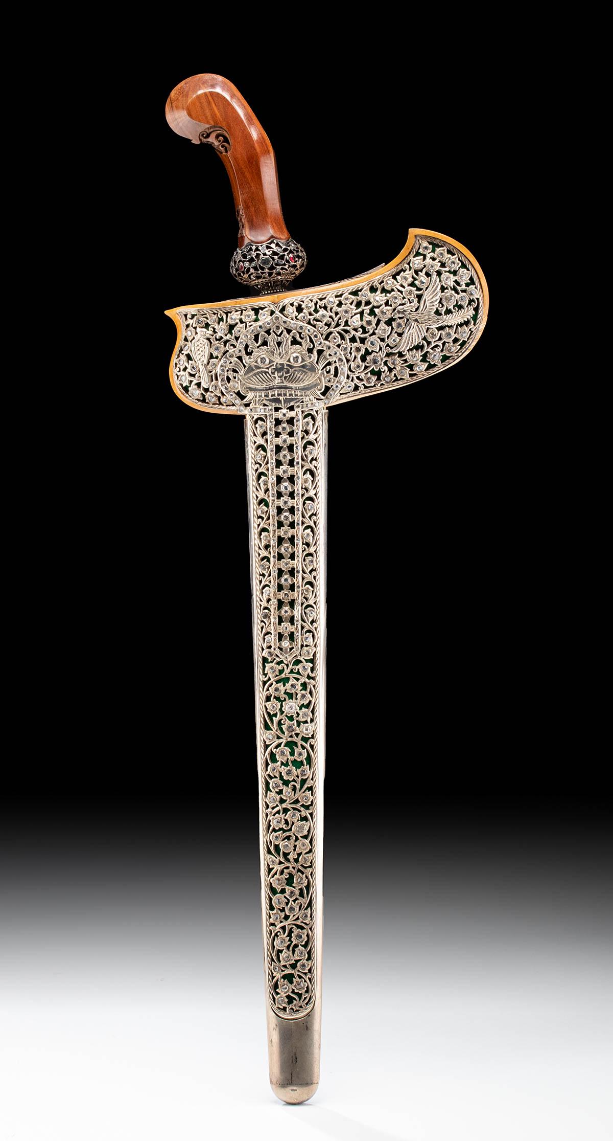 Beautiful 20th C. Indonesian Kris w/ White Sapphires (1 of 8)