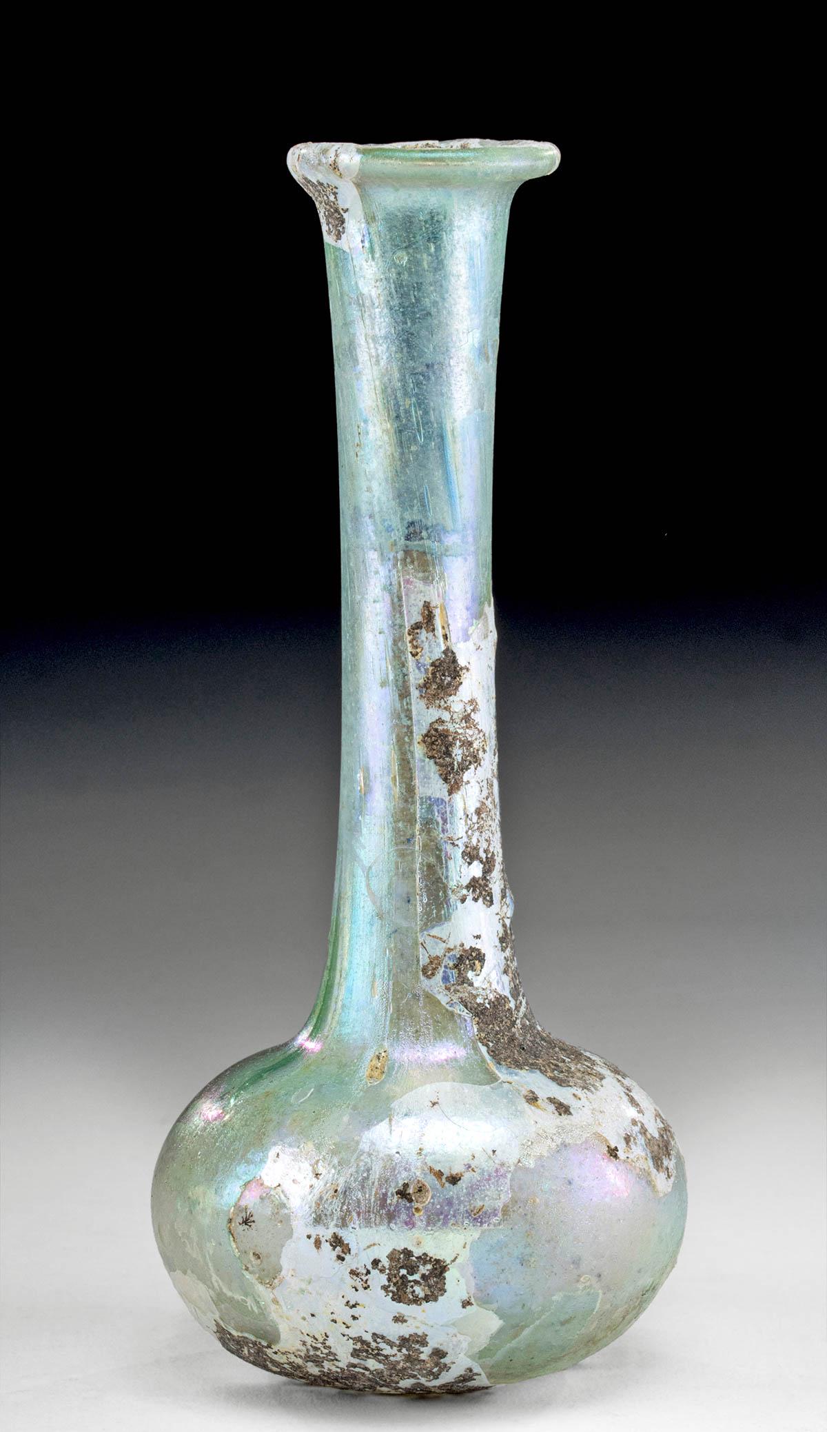 Roman Glass Bottle Silvery Iridescence (1 of 6)