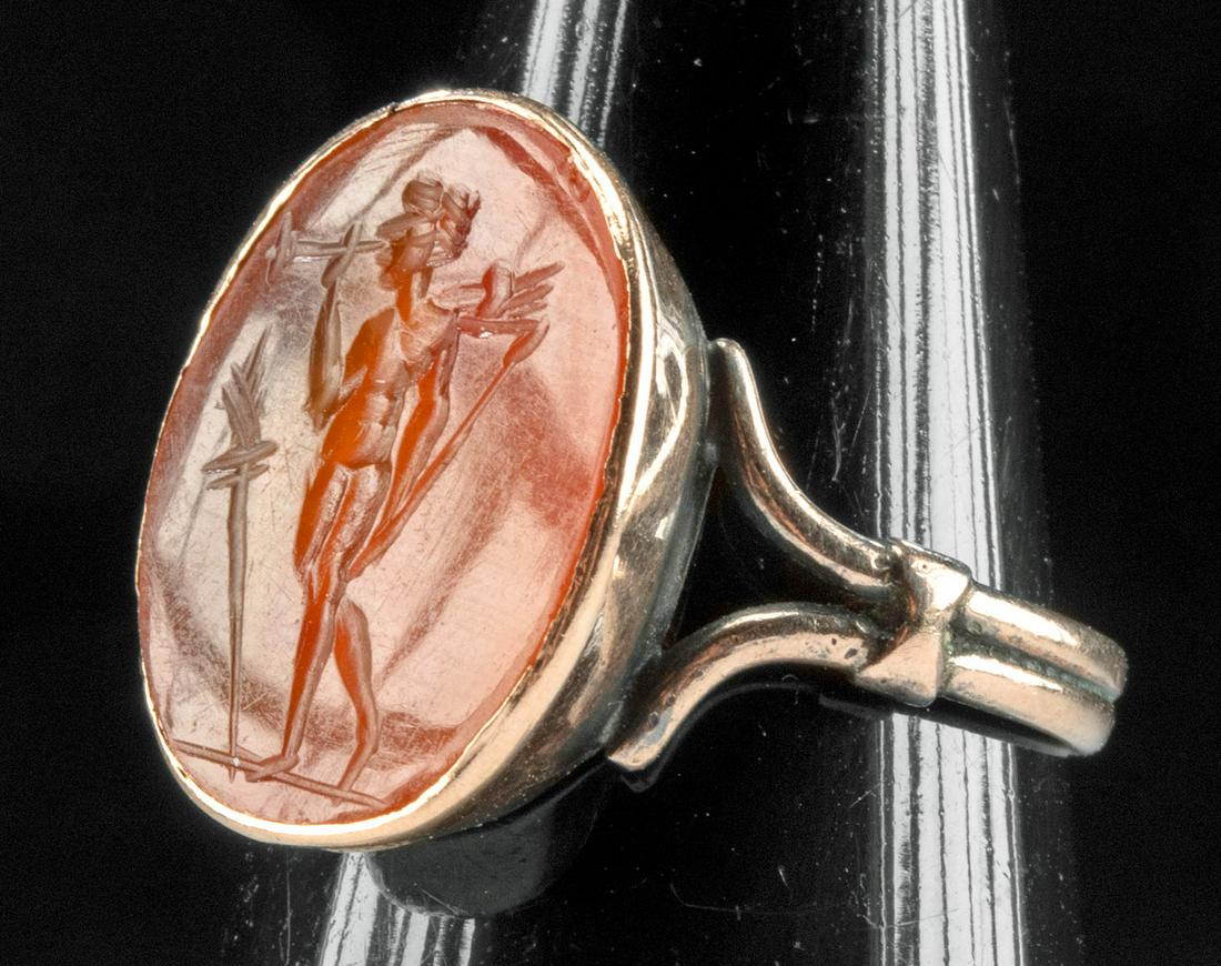 Neoclassical Electrum Ring Roman Agate Intaglio Nike (1 of 3)