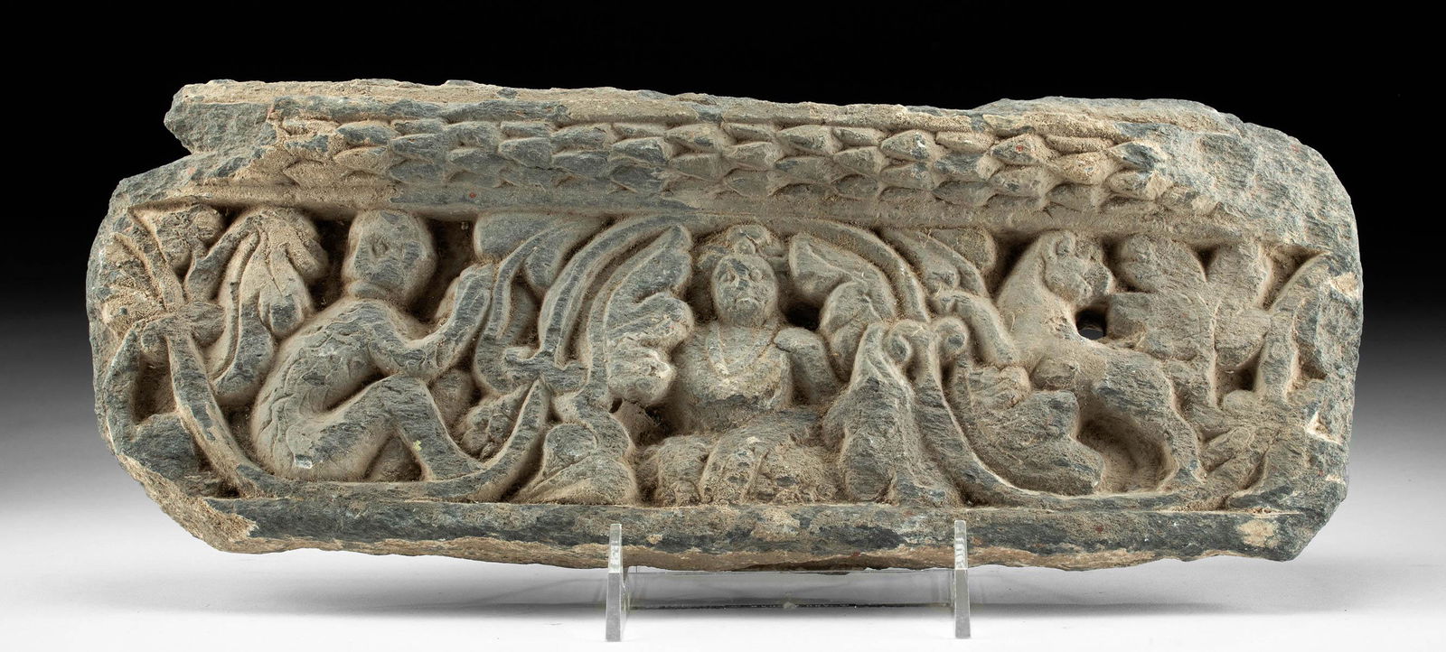 Gandharan Schist Relief Panel Seated Figure & Animals (1 of 3)