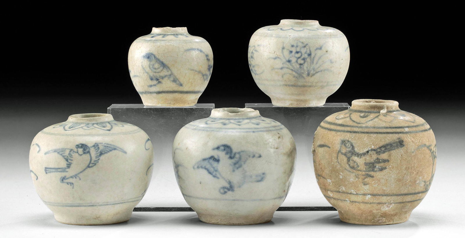 5 Chinese Ming Pottery Jarlets, Bin Thuan Shipwreck (1 of 4)