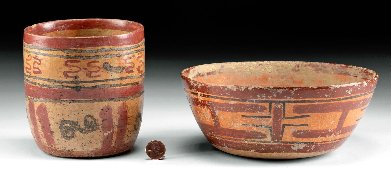 Lot of 2 Maya Copador Polychrome Vessels (1 of 4)