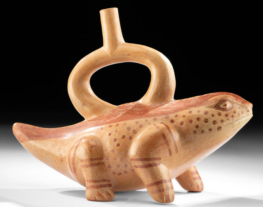 Moche Pottery Lizard Stirrup Vessel, TL Tested (1 of 5)