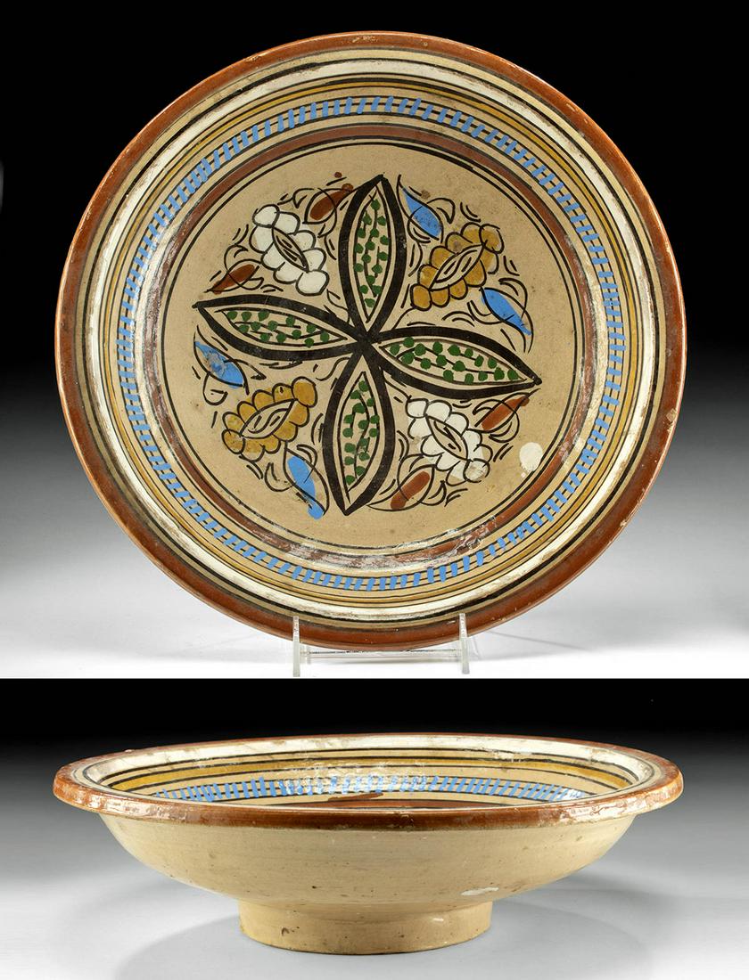 Early 20th C. Moroccan Fez Pottery Bowl, ex-Museum (1 of 5)