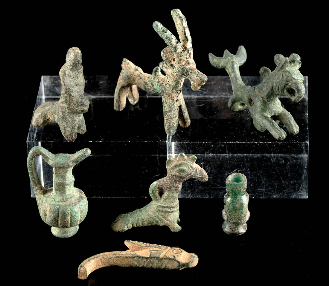 7 Near Eastern & Roman Bronze, Brass & Glass Miniatures (1 of 2)