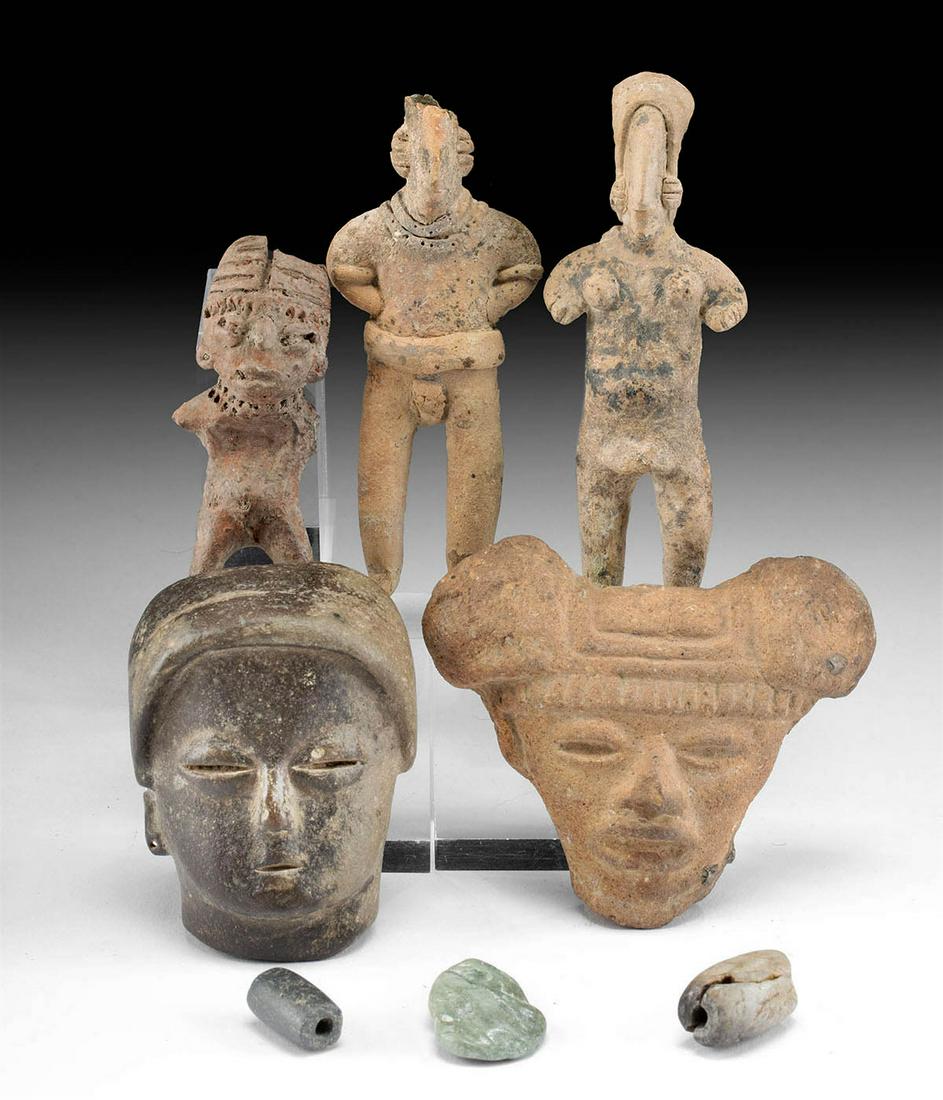 Lot of 8 Ancient Mexican Pottery & Stone Objects (1 of 2)