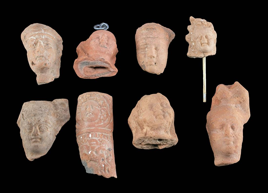 8 Egyptian Ptolemaic & Romano Pottery Head Fragments (1 of 2)