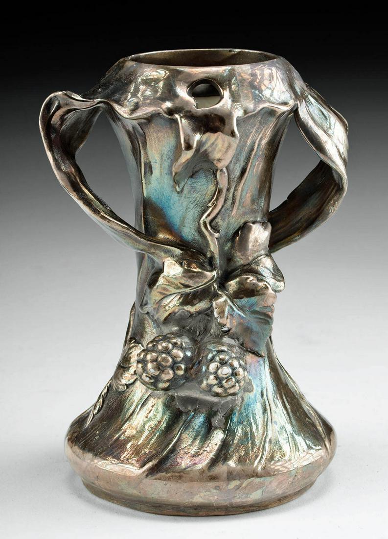 Art Nouveau Vase Silver Overlay w/ Berry Motif (1 of 4)