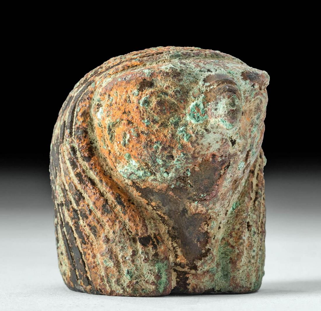 Egyptian Bronze Falcon Head Finial of Ra (1 of 4)