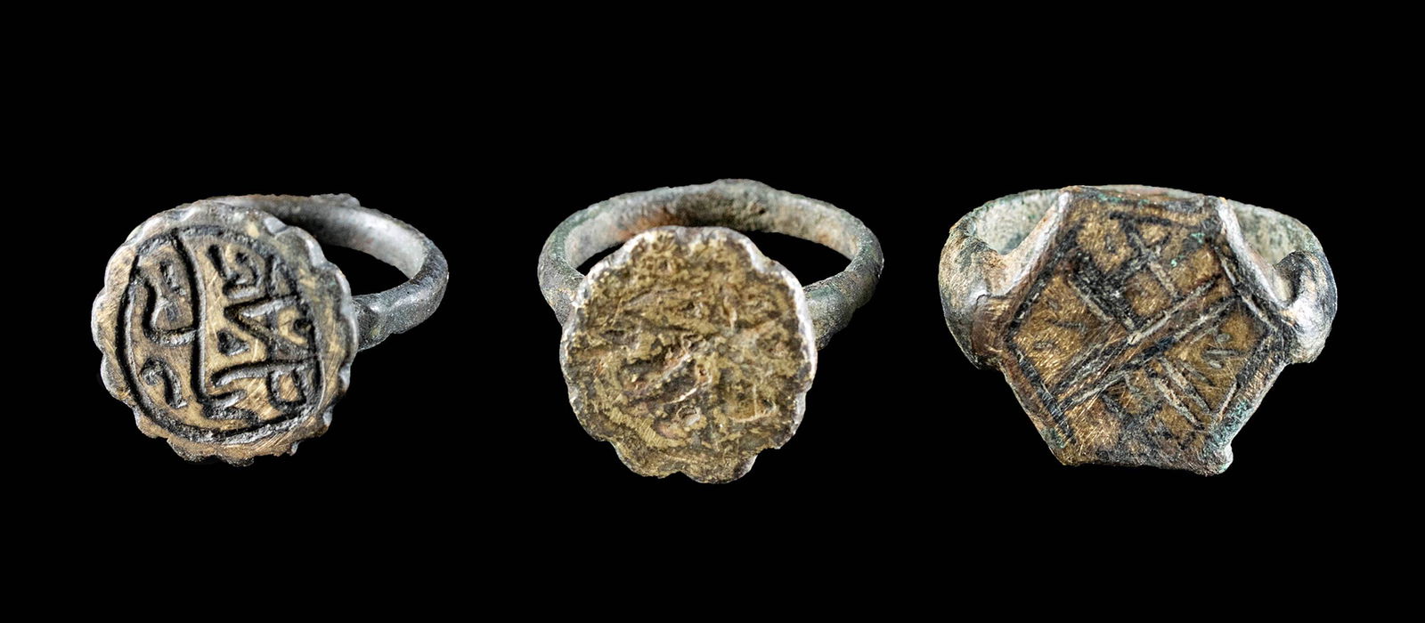 3 Medieval Islamic Brass Rings (1 of 3)